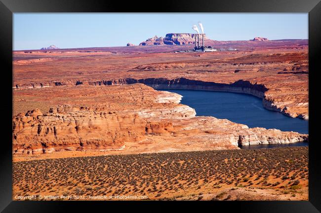 Navaho Generating Station Lake Powell Glen Canyon Recreation Are Framed Print by William Perry
