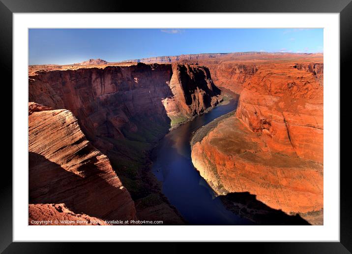 Left Side Horseshoe Bend Glen Canyon Overlook Colorado River Pag Framed Mounted Print by William Perry