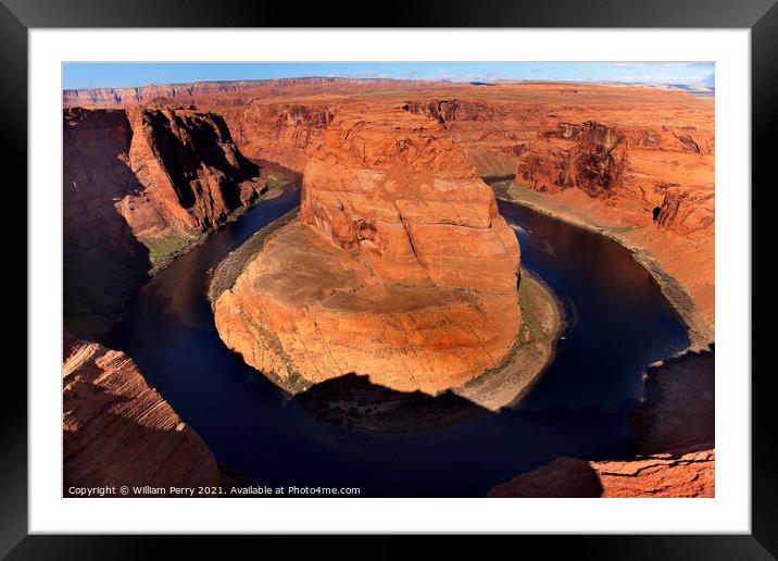 Horseshoe Bend Glen Canyon Overlook Colorado River Page Arizona Framed Mounted Print by William Perry