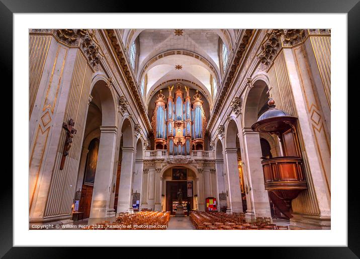 Basilica Organ Saint Louis En L'ile Church Paris France Framed Mounted Print by William Perry