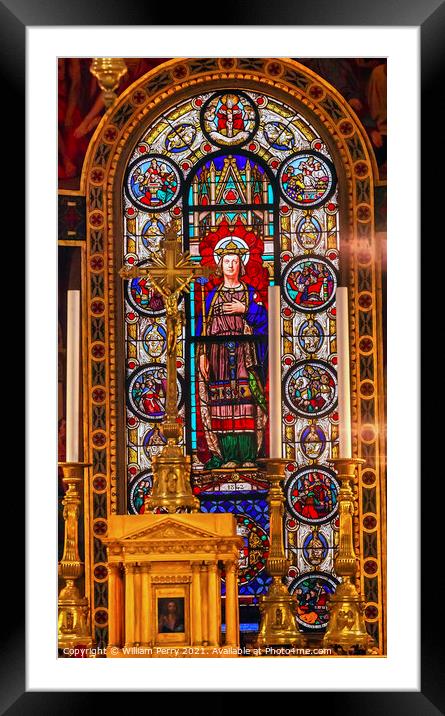 King Stained Glass Saint Louis  En L'ile Church Paris France Framed Mounted Print by William Perry