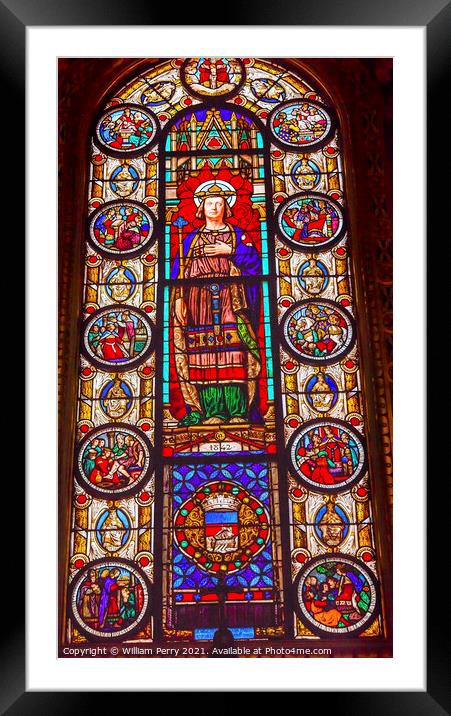 King Stained Glass Saint Louis En L'ile Church Paris France Framed Mounted Print by William Perry