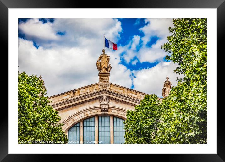 Gare du Nord North Train Station Flag Paris France Framed Mounted Print by William Perry