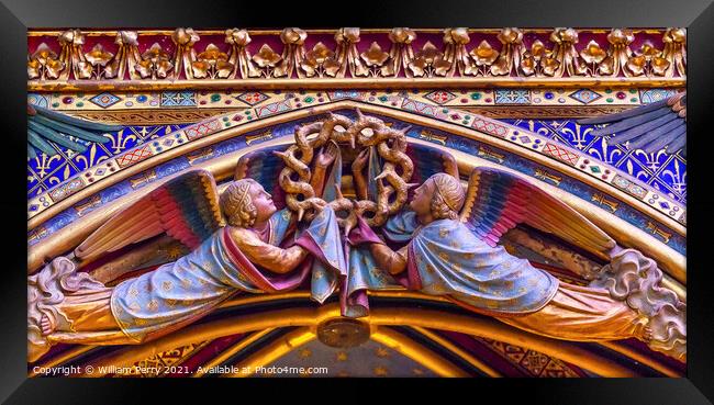 Angels Wood Carvings Arch Cathedral Sainte Chapelle Paris France Framed Print by William Perry