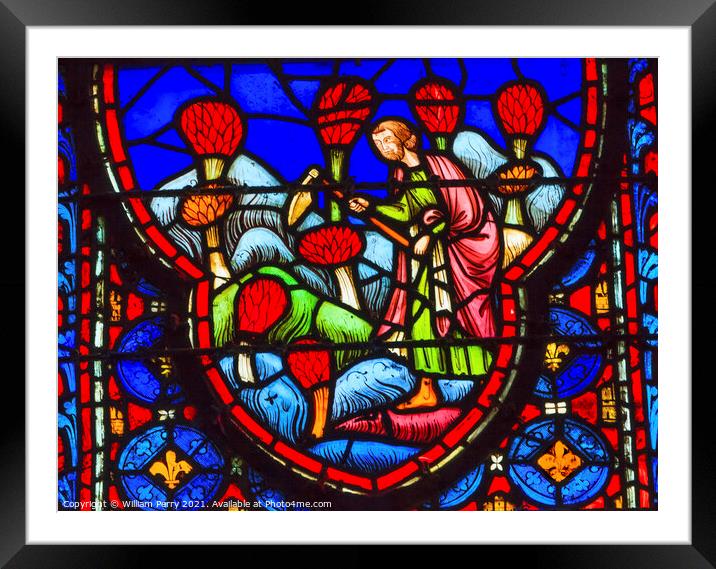 Farmers Flowers Stained Glass Sainte Chapelle Paris France Framed Mounted Print by William Perry