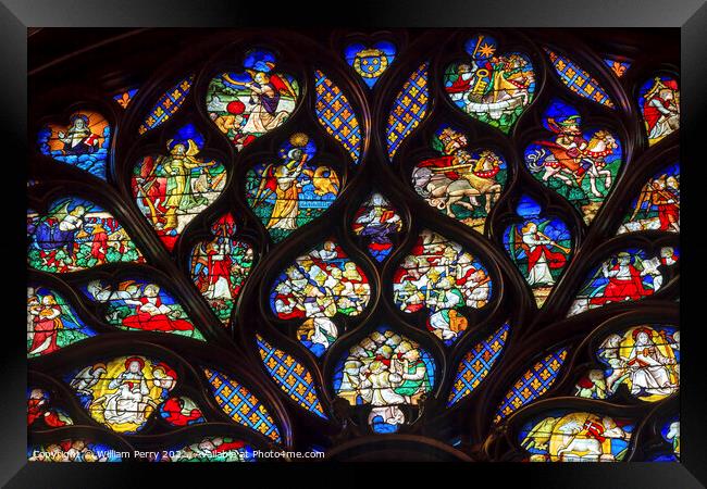 King Advisors Rose Window Stained Glass Sainte Chapelle Paris Fr Framed Print by William Perry
