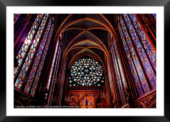Rose Window Stained Glass Cathedral Ceiling Sainte Chapelle Pari Framed Mounted Print by William Perry