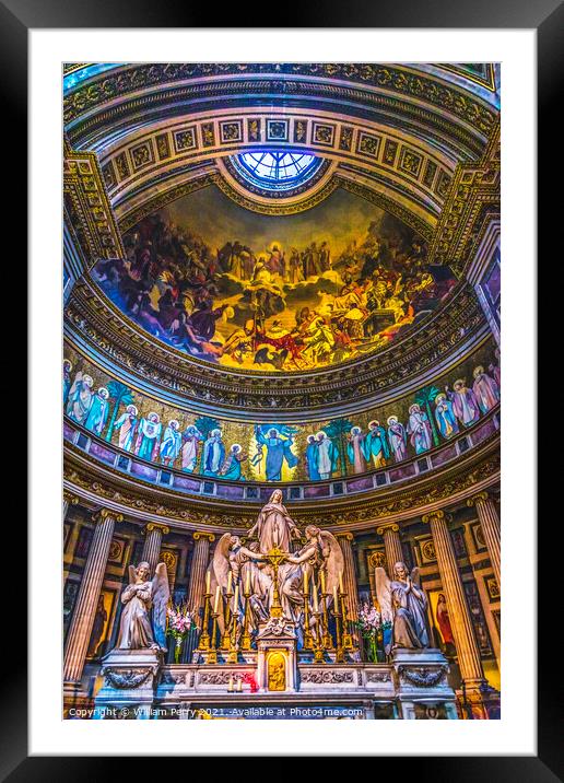 Altar Mary Angels Statues La Madeleine Church Paris France Framed Mounted Print by William Perry