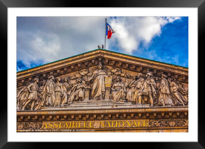 Marianne Lady Liberty Statues Facade National Assembly Paris Fra Framed Mounted Print by William Perry