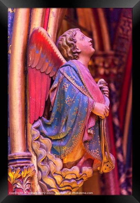Angel Wood Carving Cathedral Sainte Chapelle Paris France Framed Print by William Perry
