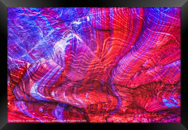 Red Blue Rock Magnesium Abstract Near Royal Tombs Petra Jordan Framed Print by William Perry