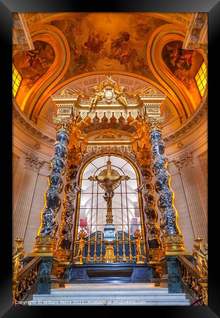 Golden Cross Altar Church Les Invalides Paris France Framed Print by William Perry