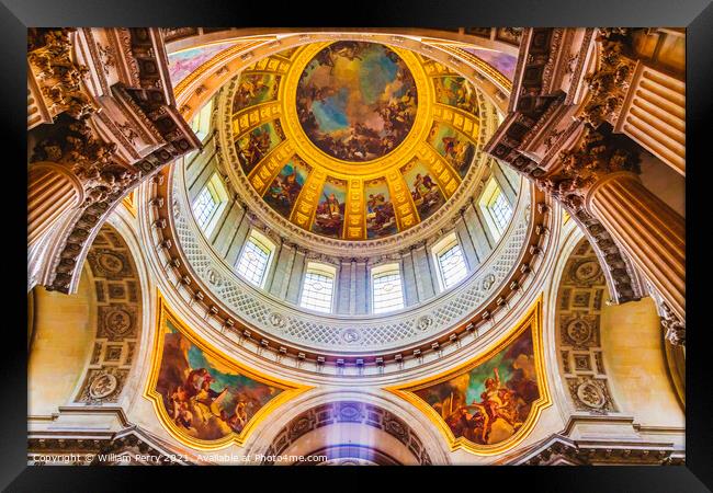 Dome Interior Paintings Church Les Invalides Paris France Framed Print by William Perry
