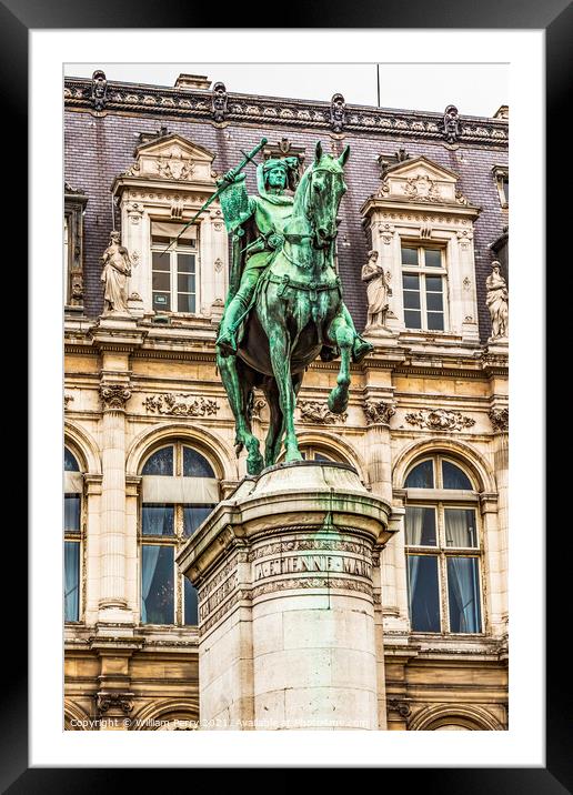 Etenne Marcel Statue Hotel de Ville City Hall Paris France Framed Mounted Print by William Perry
