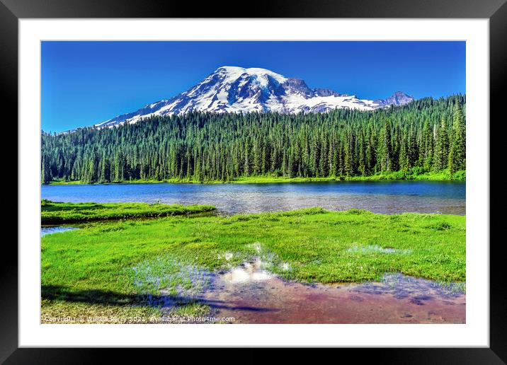Reflection Lake Paradise Mount Rainier National Park Washington Framed Mounted Print by William Perry