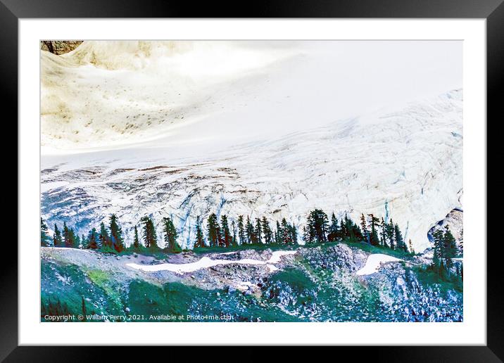Mount Shuksan Glacier Close Up Evergreens Artist Point Washington Framed Mounted Print by William Perry