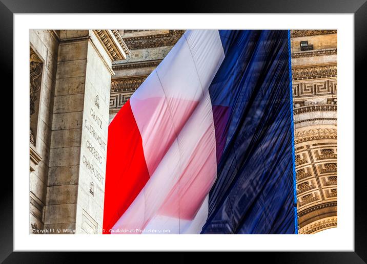 Arc de Triomphe French Flag Paris France Framed Mounted Print by William Perry