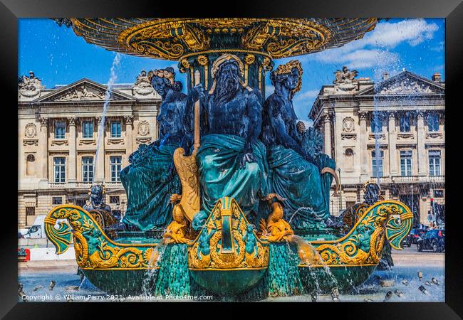 Fountain of Maritime Industry Place de la Concorde Paris France Framed Print by William Perry