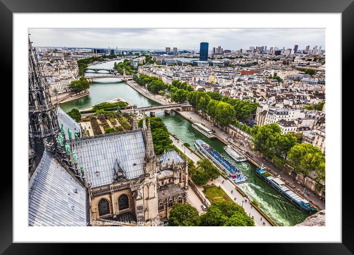 Notre Dame View Seine River Old Buildings Paris France Framed Mounted Print by William Perry