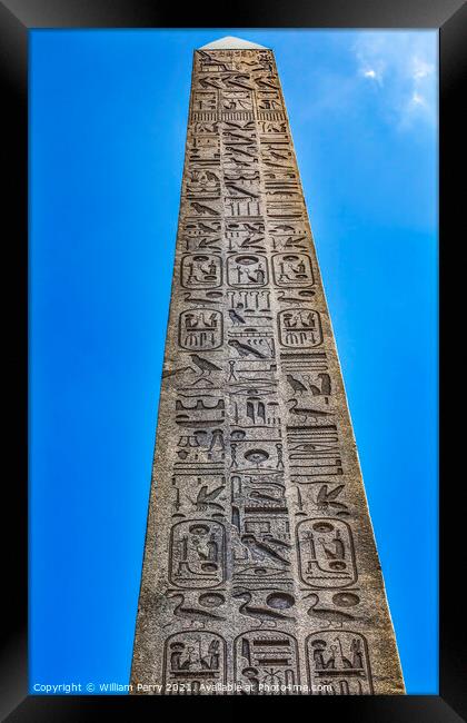 Ancient Egyptian Obelisk Place de la Concorde Paris France Framed Print by William Perry
