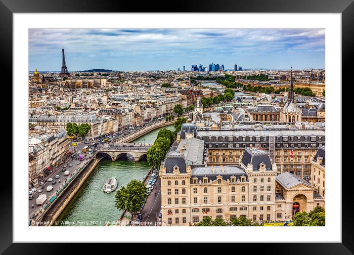 Notre Dame View Effel Tower Invalides Old Buildings Paris France Framed Mounted Print by William Perry
