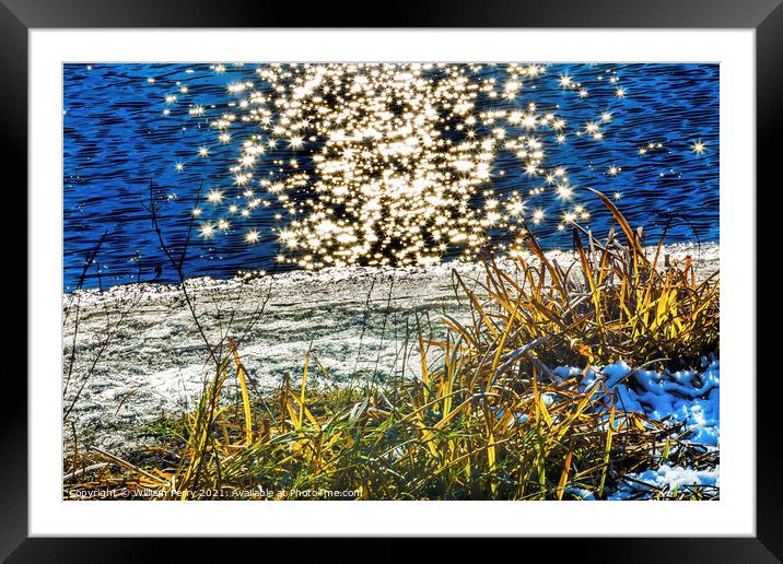 Wenatchee River Stars Winter Leaves Leavenworth Washington Framed Mounted Print by William Perry