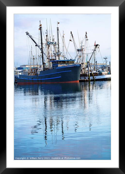 Large Fishing Boat Westport Grays Harbor Washington State Framed Mounted Print by William Perry