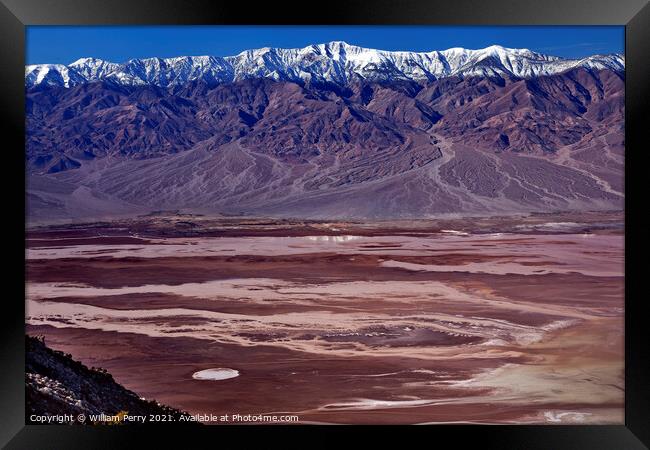 Badwater from Dante View with Panamint Mountains Death Valley Na Framed Print by William Perry
