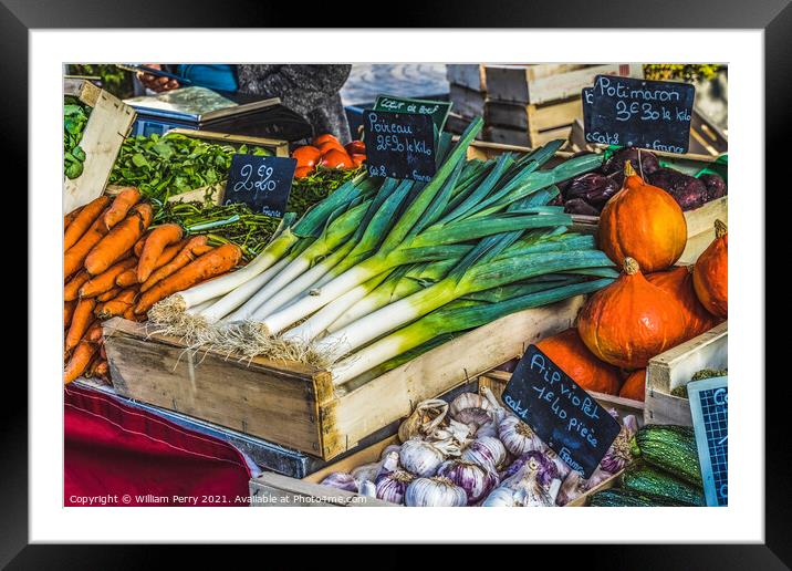 Leeks Carrots Open Air Farmers Market inner Harbor Honfluer Fran Framed Mounted Print by William Perry