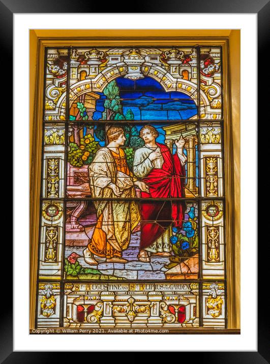 Saints Augustine Alipius Stained Glass Cathedral Saint Augustine Framed Mounted Print by William Perry