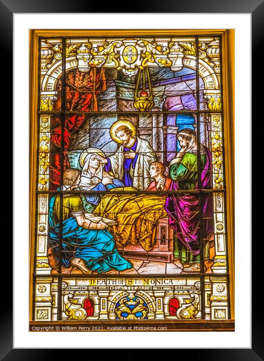 Saint Augustine Death Mother Stained Glass Cathedral Saint Augus Framed Mounted Print by William Perry