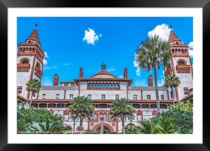 Red White Courtyard Flagler College St Augustine Florida  Framed Mounted Print by William Perry