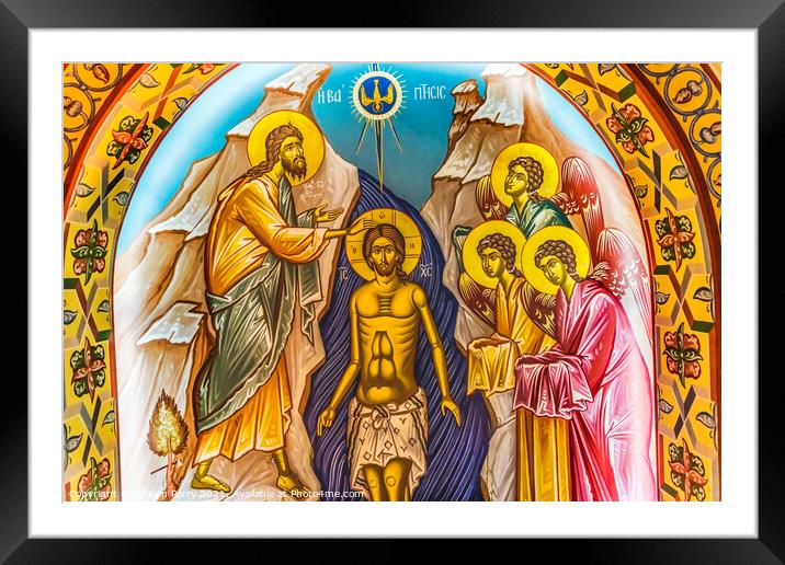 Jesus Baptizing St Photios Greek Orthodox Shrine Saint Augustine Framed Mounted Print by William Perry