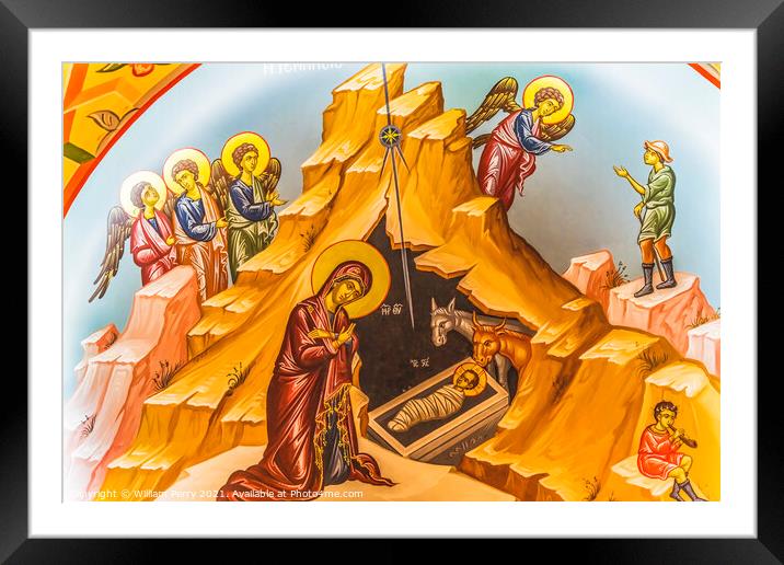 Nativity Scene St Photios Greek Orthodox Shrine Saint Augustine  Framed Mounted Print by William Perry