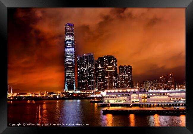International Commerce Center ICC Building Kowloon Hong Kong Har Framed Print by William Perry