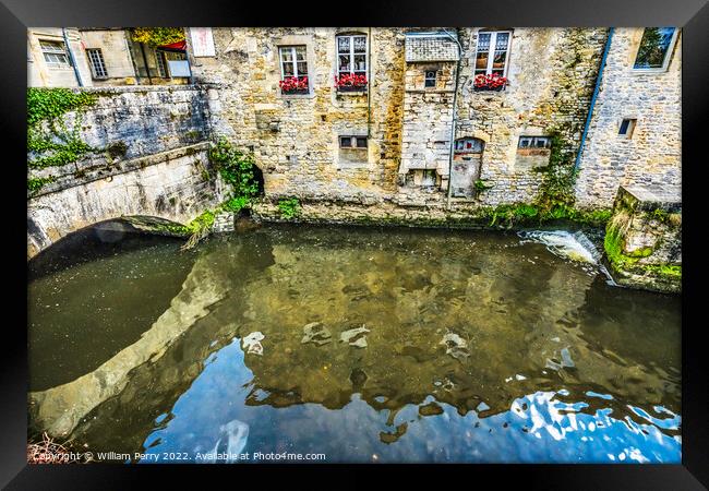 Old Buildings Aure River Bayeux Center Normandy France Framed Print by William Perry