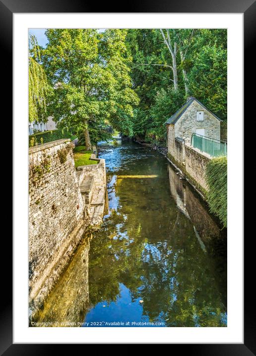 Old Buildings Aure River Bayeux Center Normandy France Framed Mounted Print by William Perry