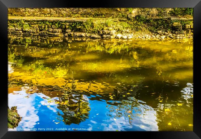 Aure River Reflection Abstract Bayeux Center Normandy France Framed Print by William Perry