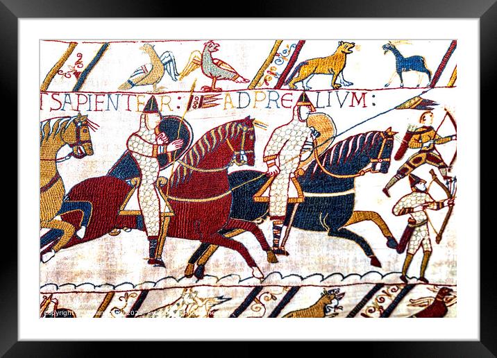 Norman Calvary Archers Battle Hastings Bayeux Tapestry Normandy  Framed Mounted Print by William Perry