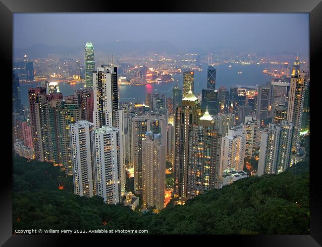 HONG KONG from Victoria Peak Early Evening Framed Print by William Perry