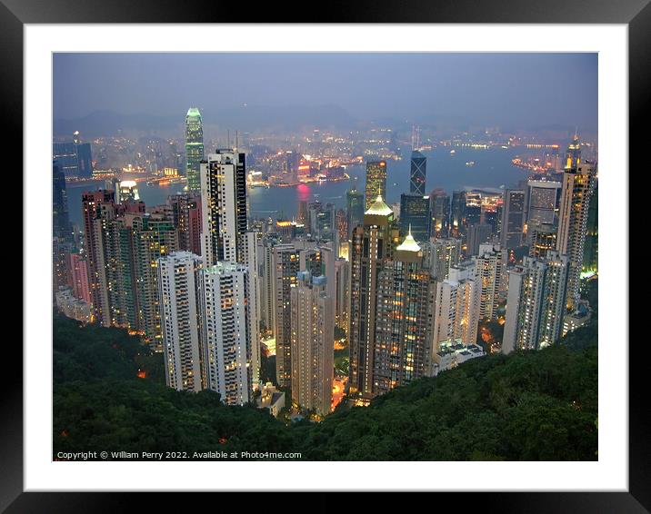 HONG KONG from Victoria Peak Early Evening Framed Mounted Print by William Perry