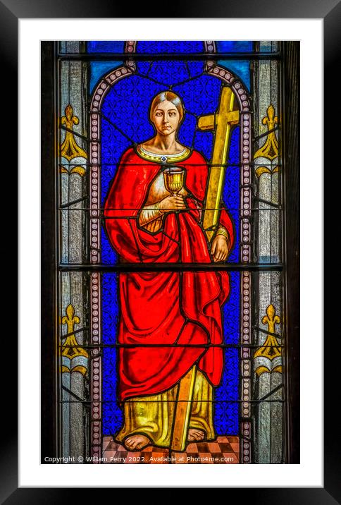 Saint Lucy Stained Glass Trinity Church Saint Augustine Florida Framed Mounted Print by William Perry