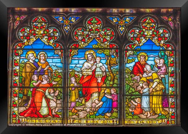 Jesus Children Stained Glass Trinity Church Saint Augustine Framed Print by William Perry