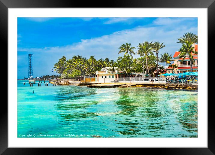 Colorful Higgs Memorial Beach Park Restaurant Pier Key West Flor Framed Mounted Print by William Perry