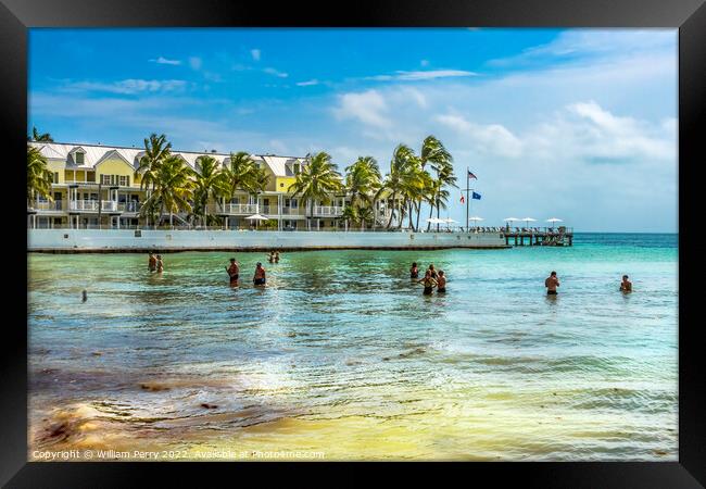 Colorful Higgs Memorial Beach Park Swimmers Key West Florida Framed Print by William Perry