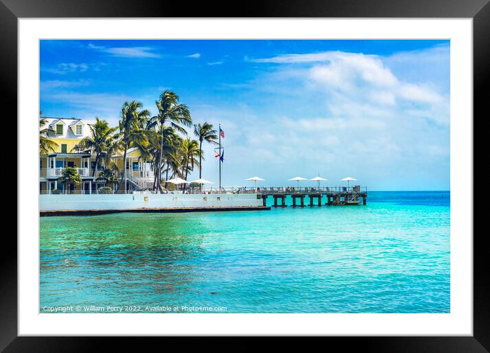 Colorful Higgs Memorial Beach Park Pier Key West Florida Framed Mounted Print by William Perry