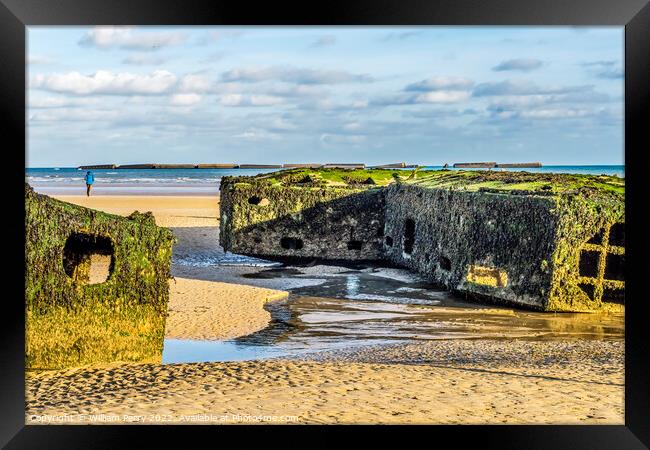 Old Ramp Beach Mulberry Harbor Arromanches Normandy France Framed Print by William Perry