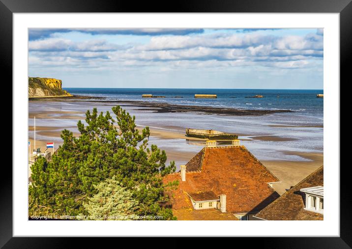 Artificial Port Mulberry Harbor Arromanches-les-Bains Normandy  Framed Mounted Print by William Perry