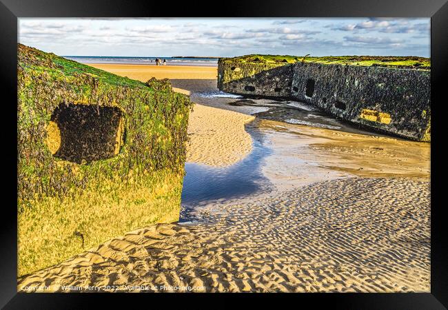 Old Ramp Beach Mulberry Harbor Arromanches-les-Bains Normandy Fr Framed Print by William Perry