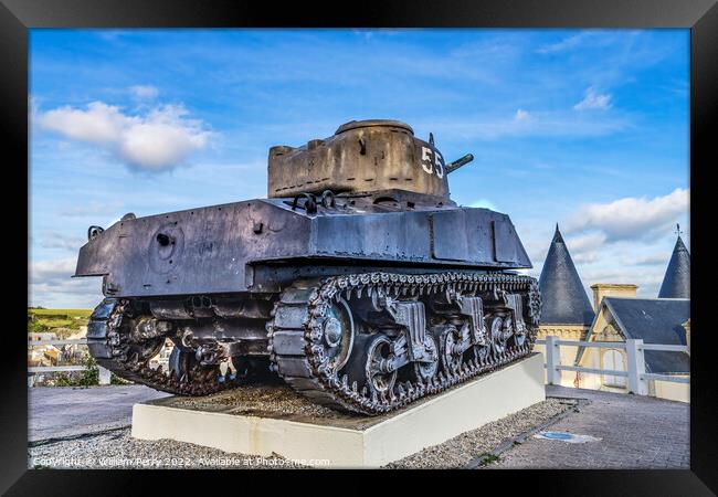 Sherman US Tank Monument Arromanches-les-Bains Normandy France Framed Print by William Perry